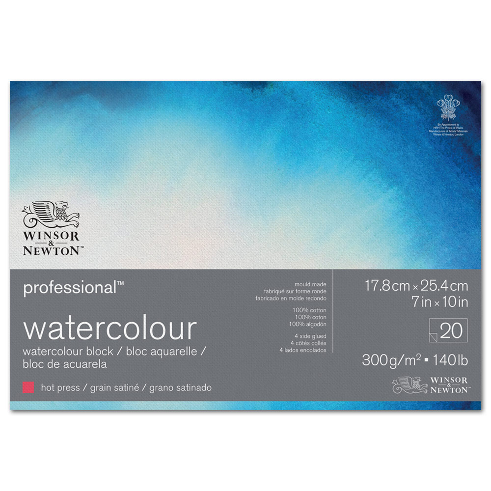 Winsor & Newton Professional Watercolour Block 140lb 7"x10" Hot Press