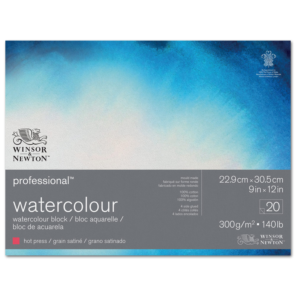 Winsor & Newton Professional Watercolour Block 140lb 9"x12" Hot Press