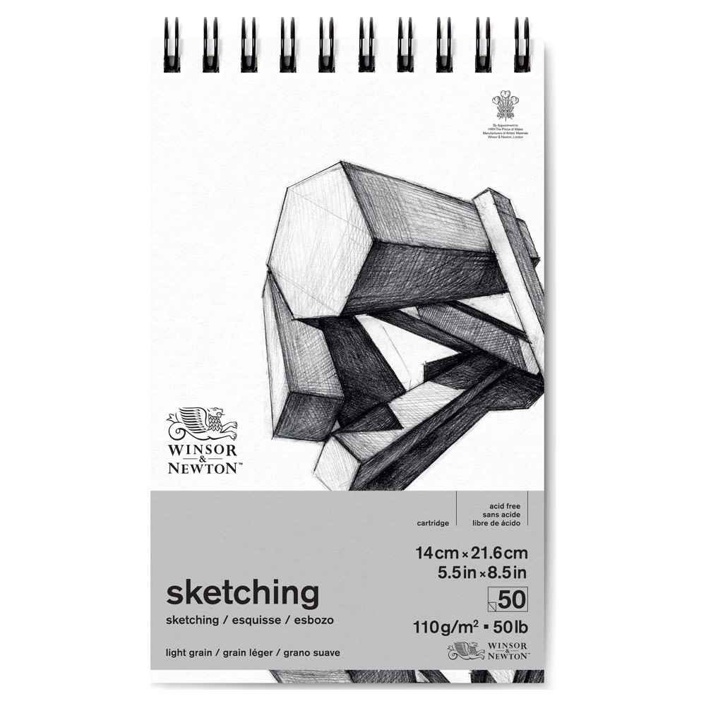 Winsor & Newton Sketching Spiral Pad 50 Sheets 5.5"x8.5" Light Grain