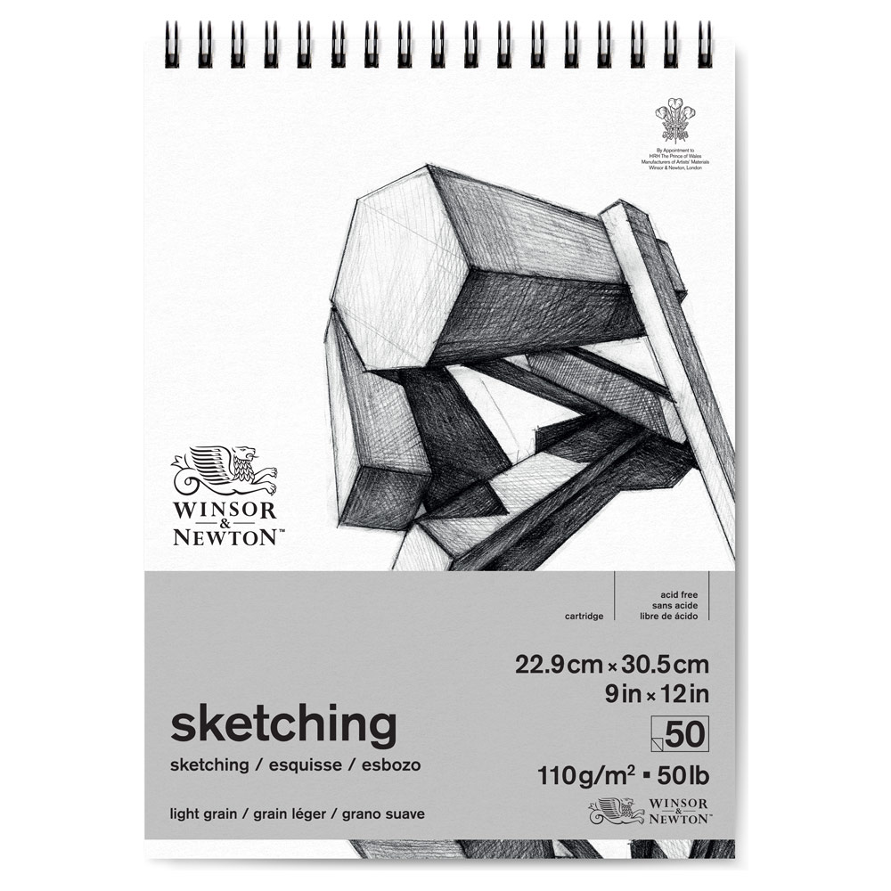 Winsor & Newton Sketching Spiral Pad 50 Sheets 9"x12" Light Grain