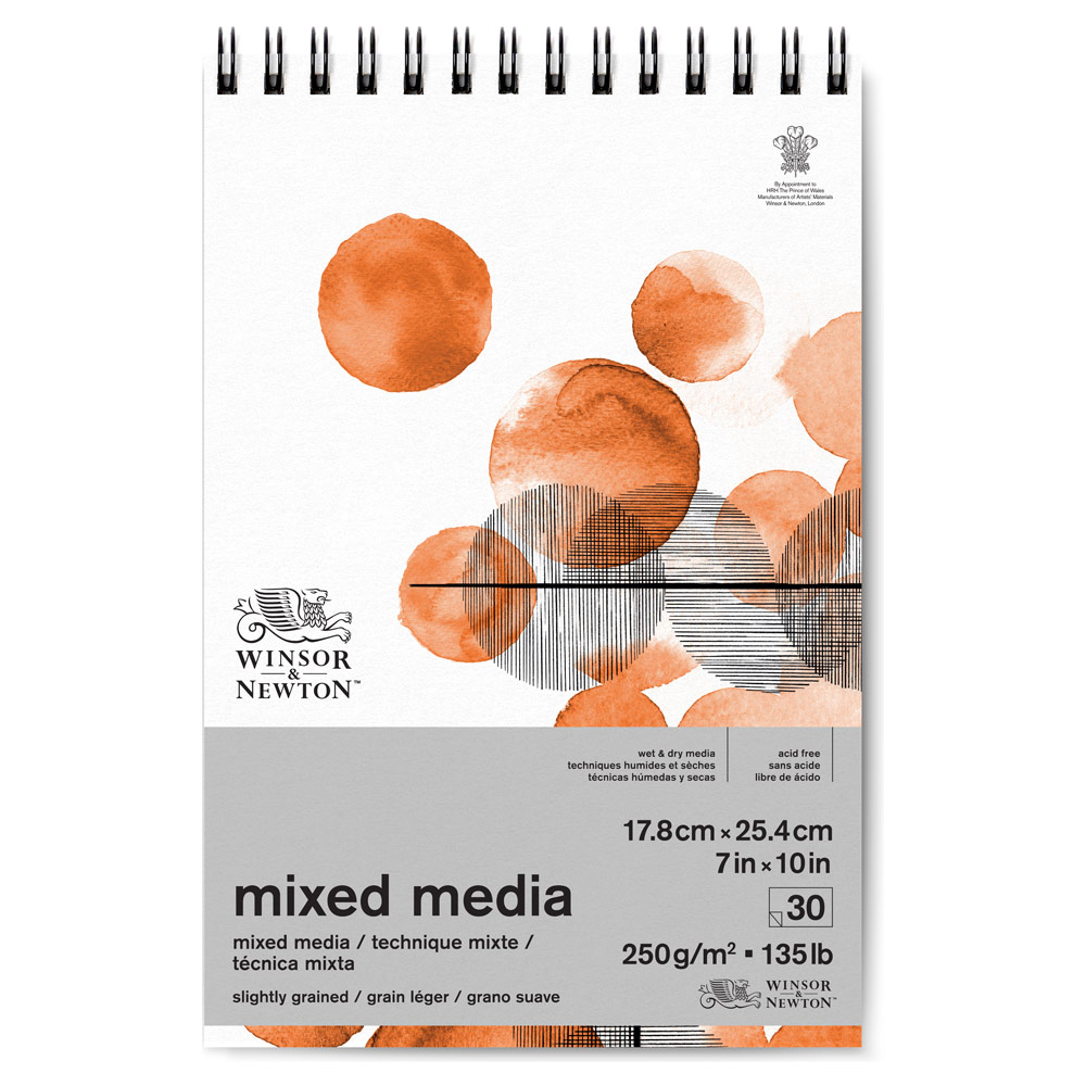Winsor & Newton Mixed Media Spiral Pad 30 Sheets 7"x10" Slightly Grain