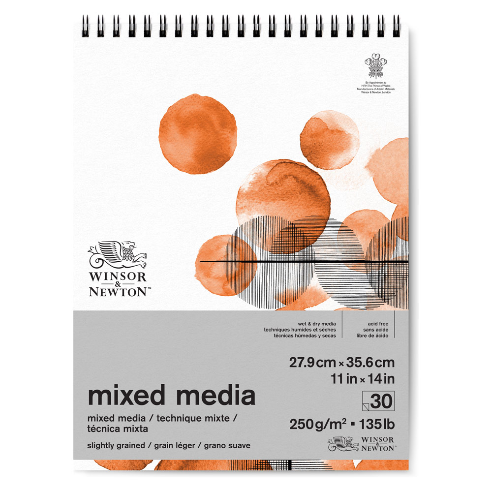 Winsor & Newton Mixed Media Spiral Pad 30 Sheets 11"x14" Slightly Grain