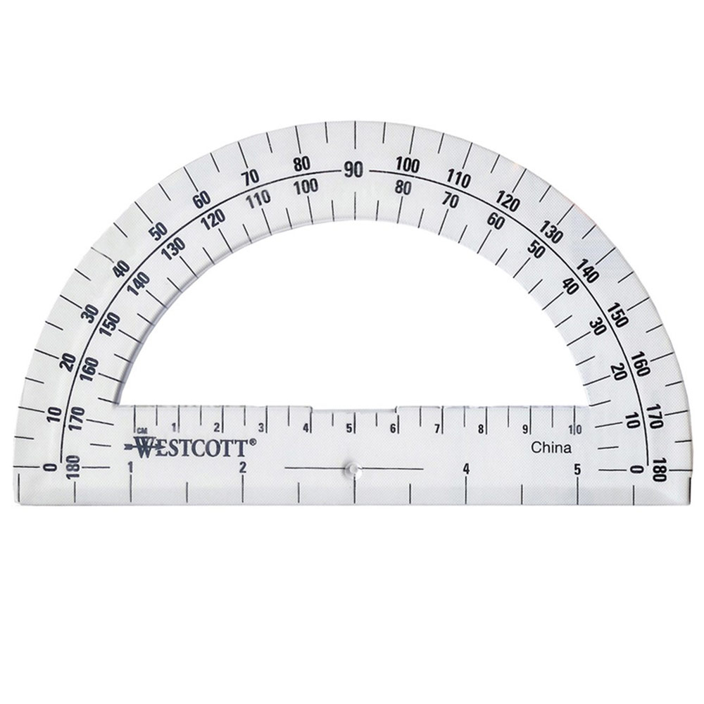 Westcott Clear Plastic 180-Degrees Semi-Circle Protractor 6"