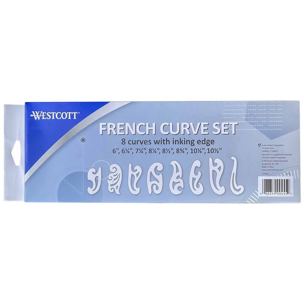 Westcott French Curve Template w/Inking Edges 8 Set