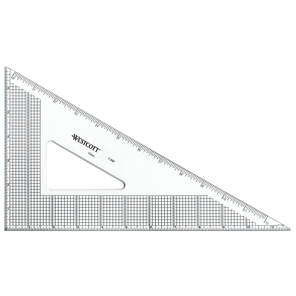 Westcott Clear Acrylic Grid 30/60 Triangle w/Stainless Steel Edge 12"
