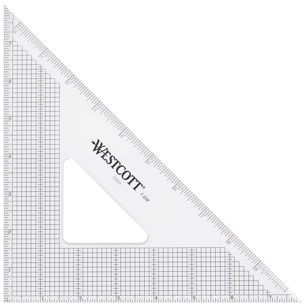 Westcott Clear Acrylic Grid 45/90 Triangle w/Stainless Steel Edge 8"