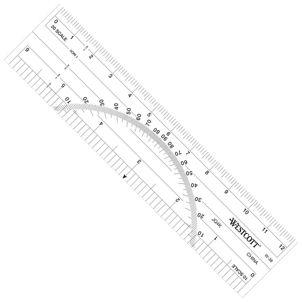 Westcott Flexible Transparent Protractor Ruler 6" (10ths & 20ths Scale)