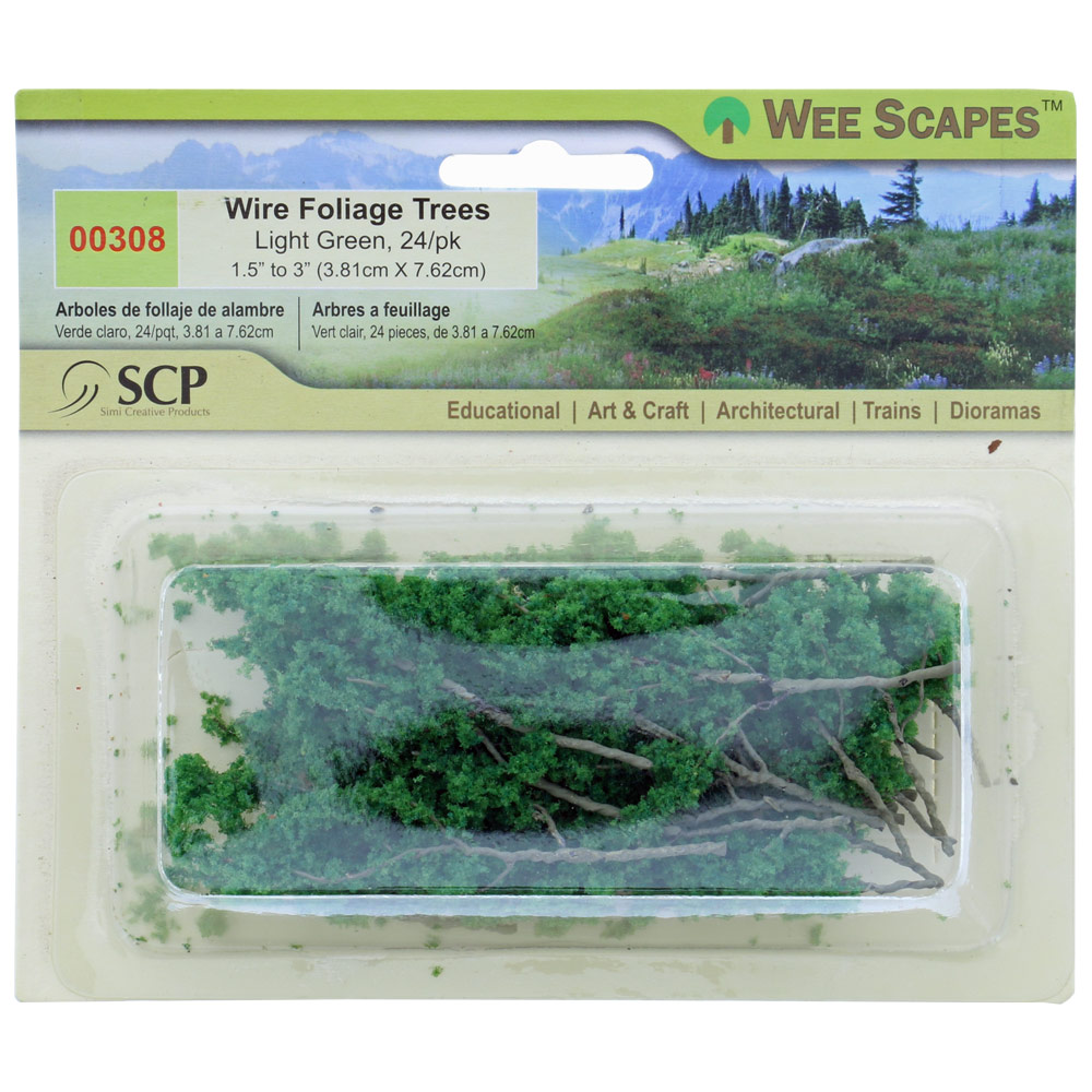 Wee Scapes Wire Foliage Trees - Light Green, 24 pack
