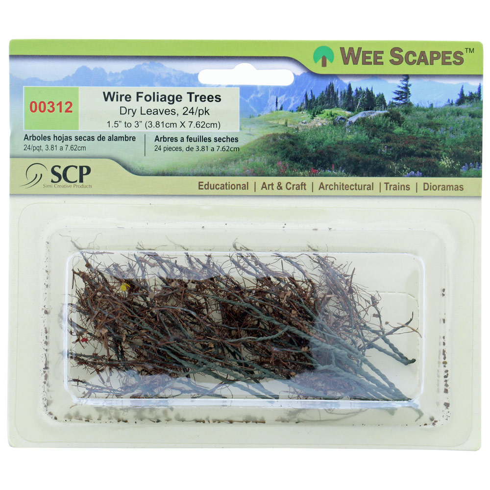 Wee Scapes Dry Leaves Wire Trees - 24 pack