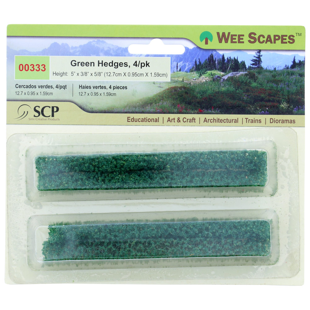 Simi Creative Wee Scapes Green Hedges 4 Pack 5"x3/8"x5/8"