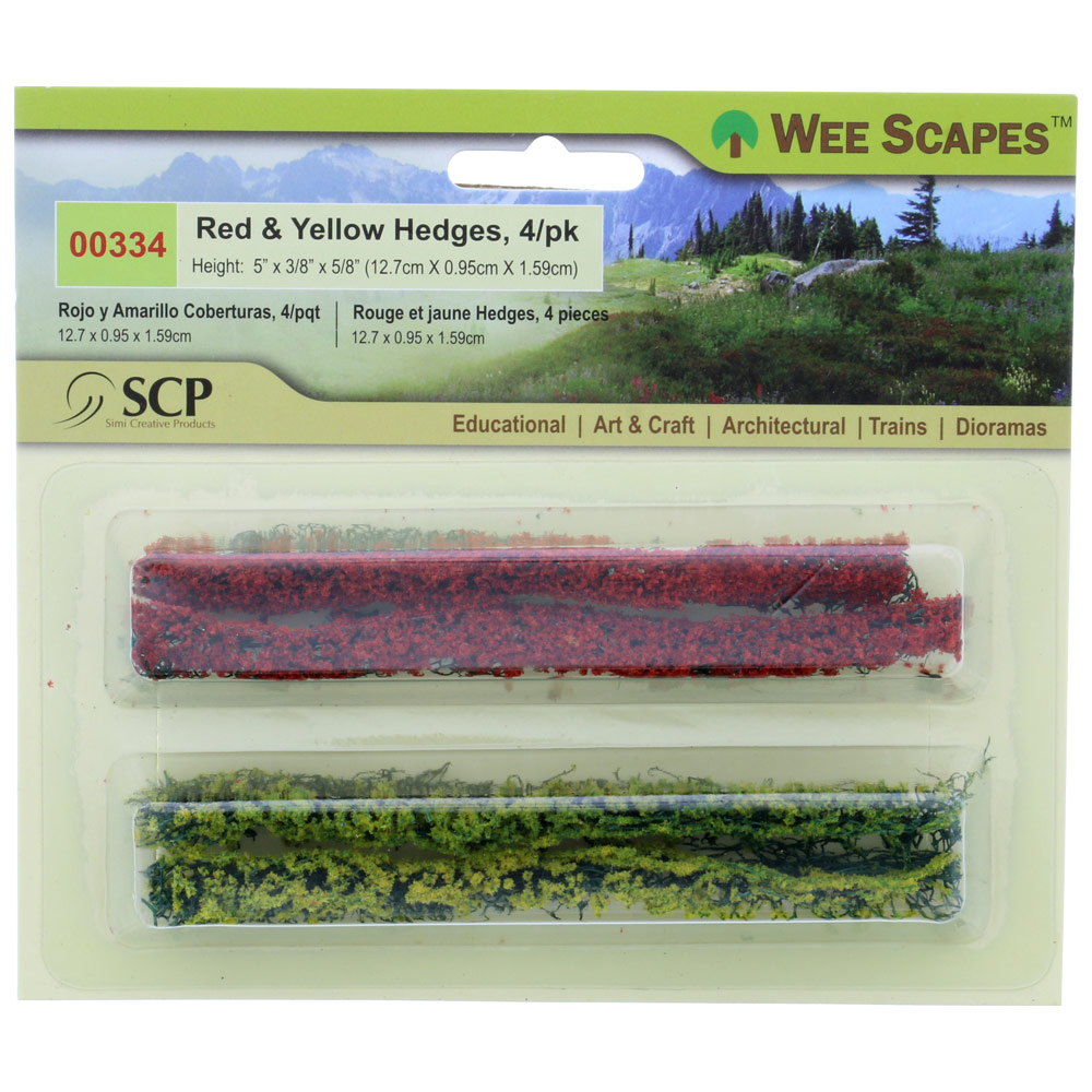 Simi Creative Wee Scapes Red & Yellow Hedges 4 Pack 5"x3/8"x5/8"