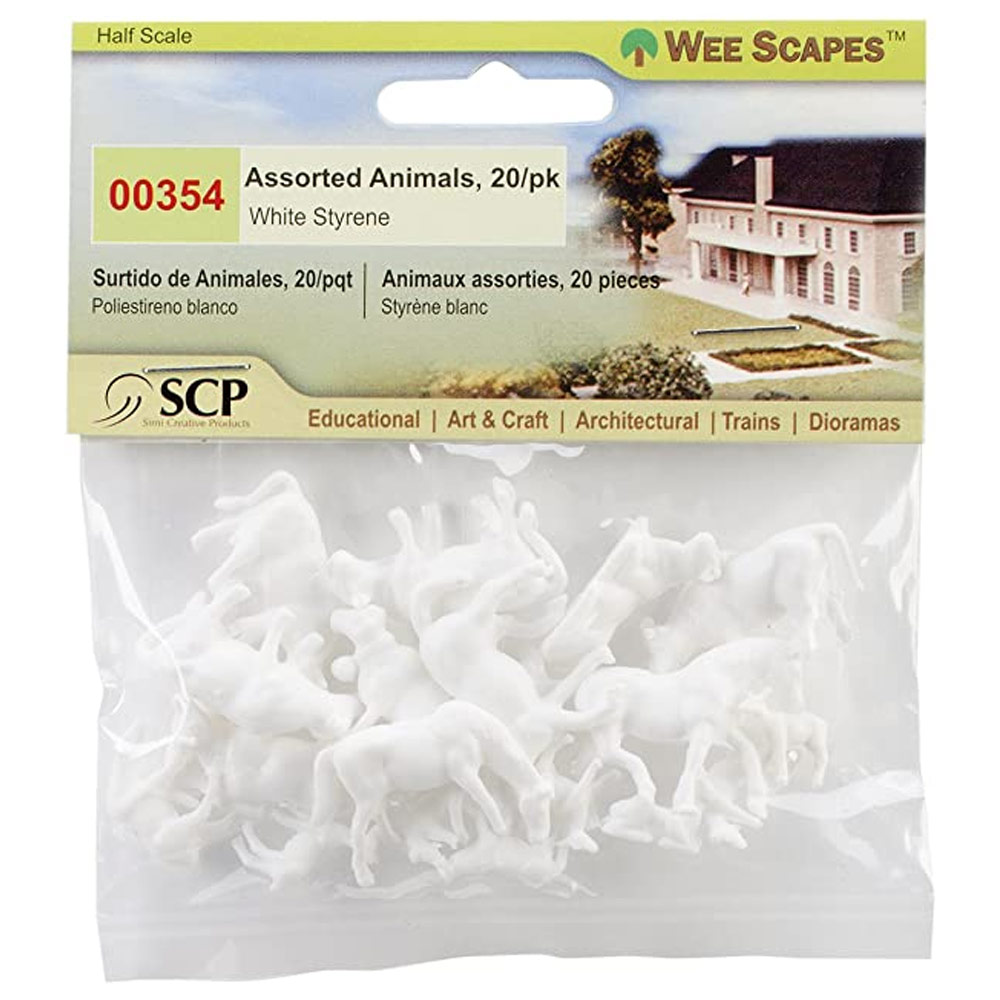 Simi Creative Wee Scapes Assorted Animals 20 Pack White Styrene