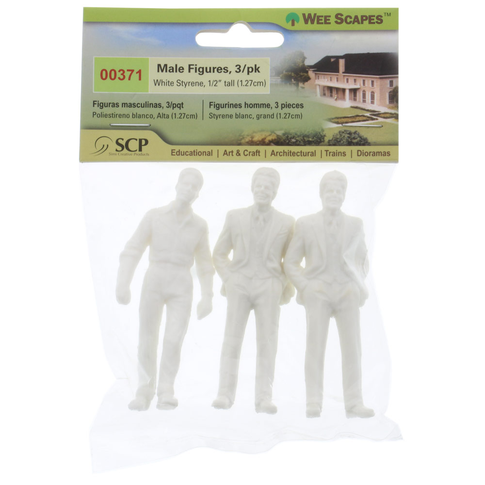Simi Creative Wee Scapes Male Figures 3 Pack 3" White Styrene