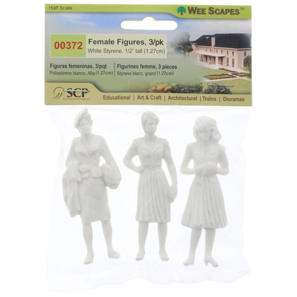 Simi Creative Wee Scapes Female Figures 3 Pack 3" White Styrene