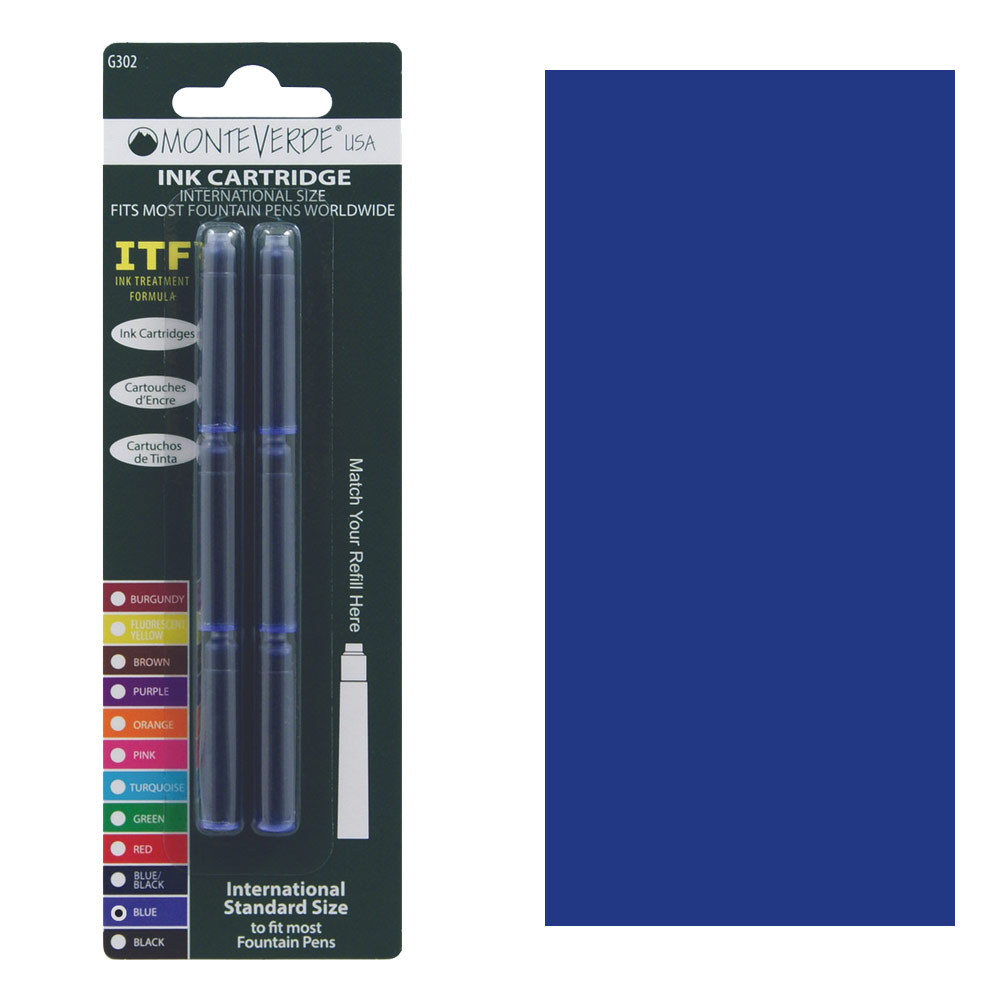Monteverde USA International Standard Ink Cartridge 6 Pack Blue