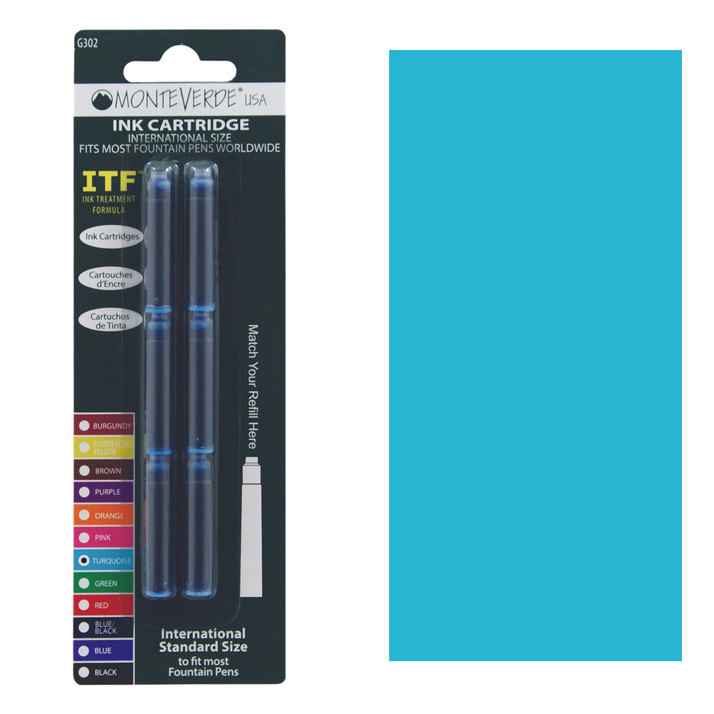 Monteverde USA International Standard Ink Cartridge 6 Pack Turquoise