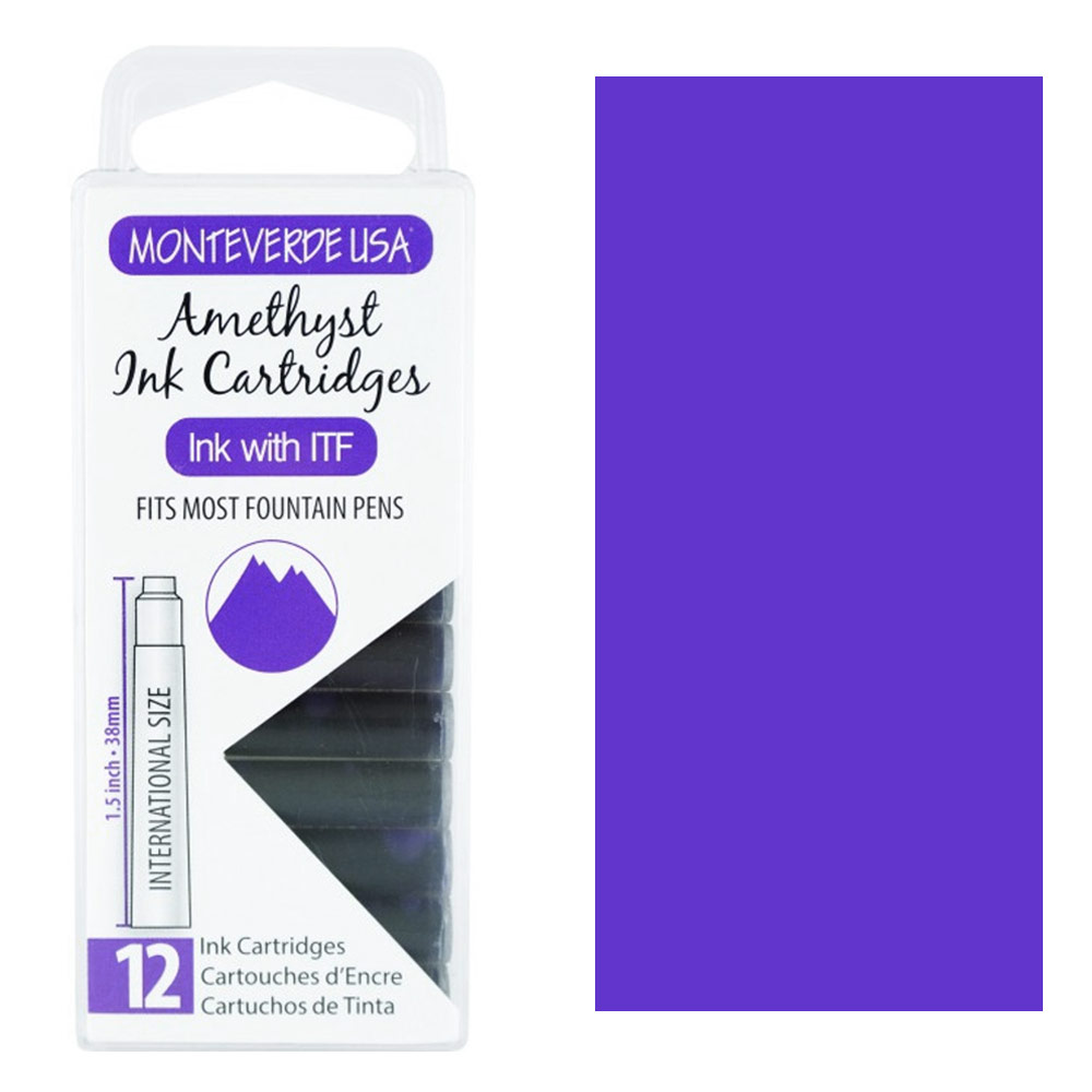 Monteverde USA Gemstone Ink Cartridge 12 Pack Amethyst