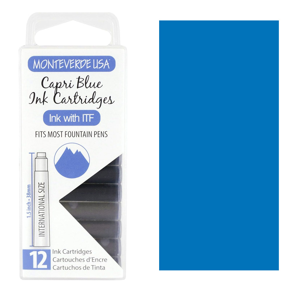 Monteverde USA Core Ink Cartridge 12 Pack Capri Blue