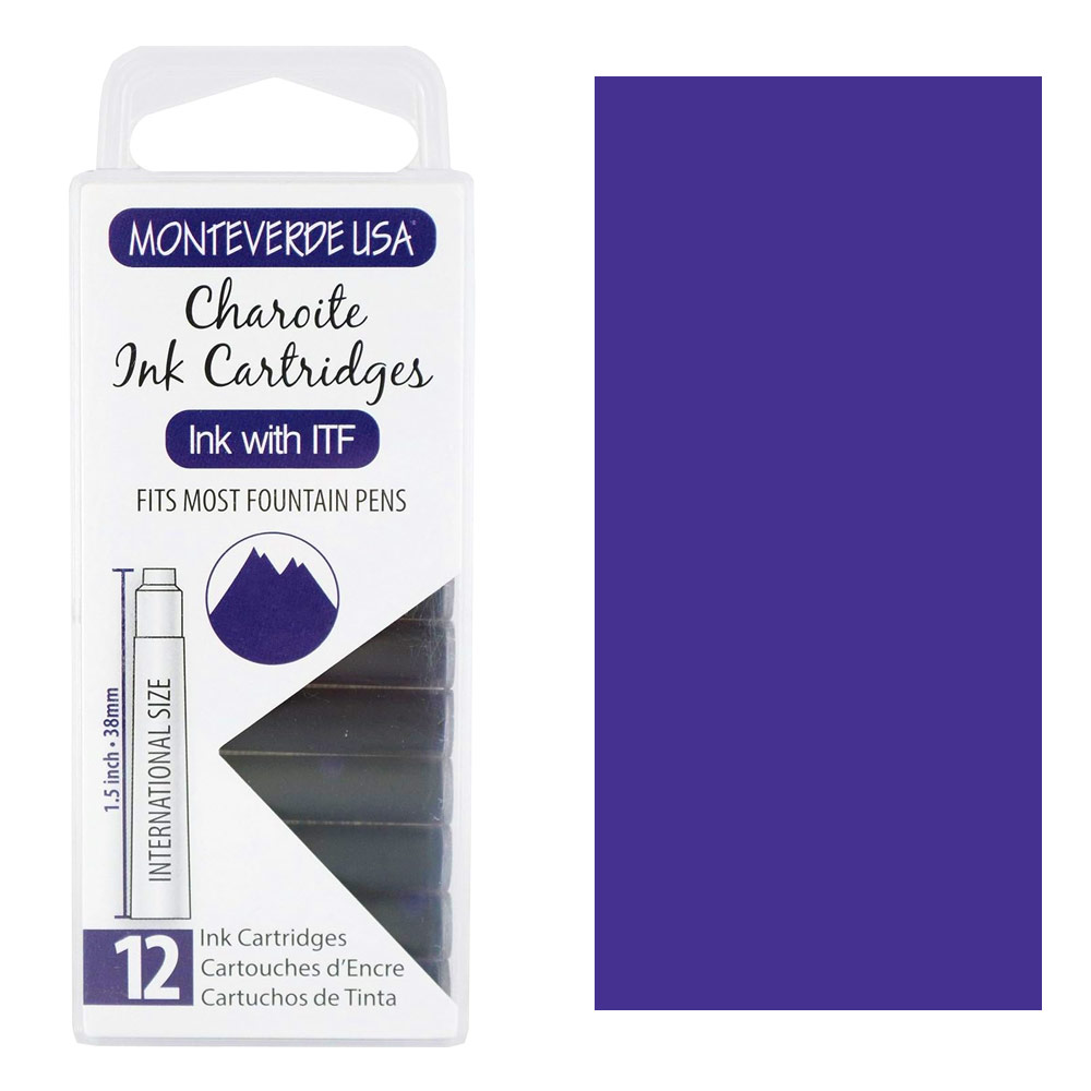 Monteverde USA Gemstone Ink Cartridge 12 Pack Charoite
