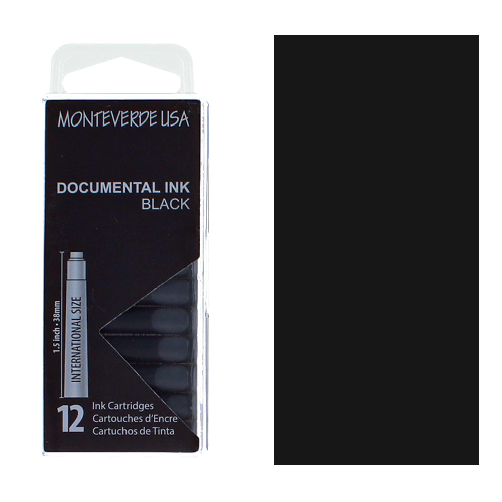 Monteverde USA Documental Ink Cartridge 12 Pack Black