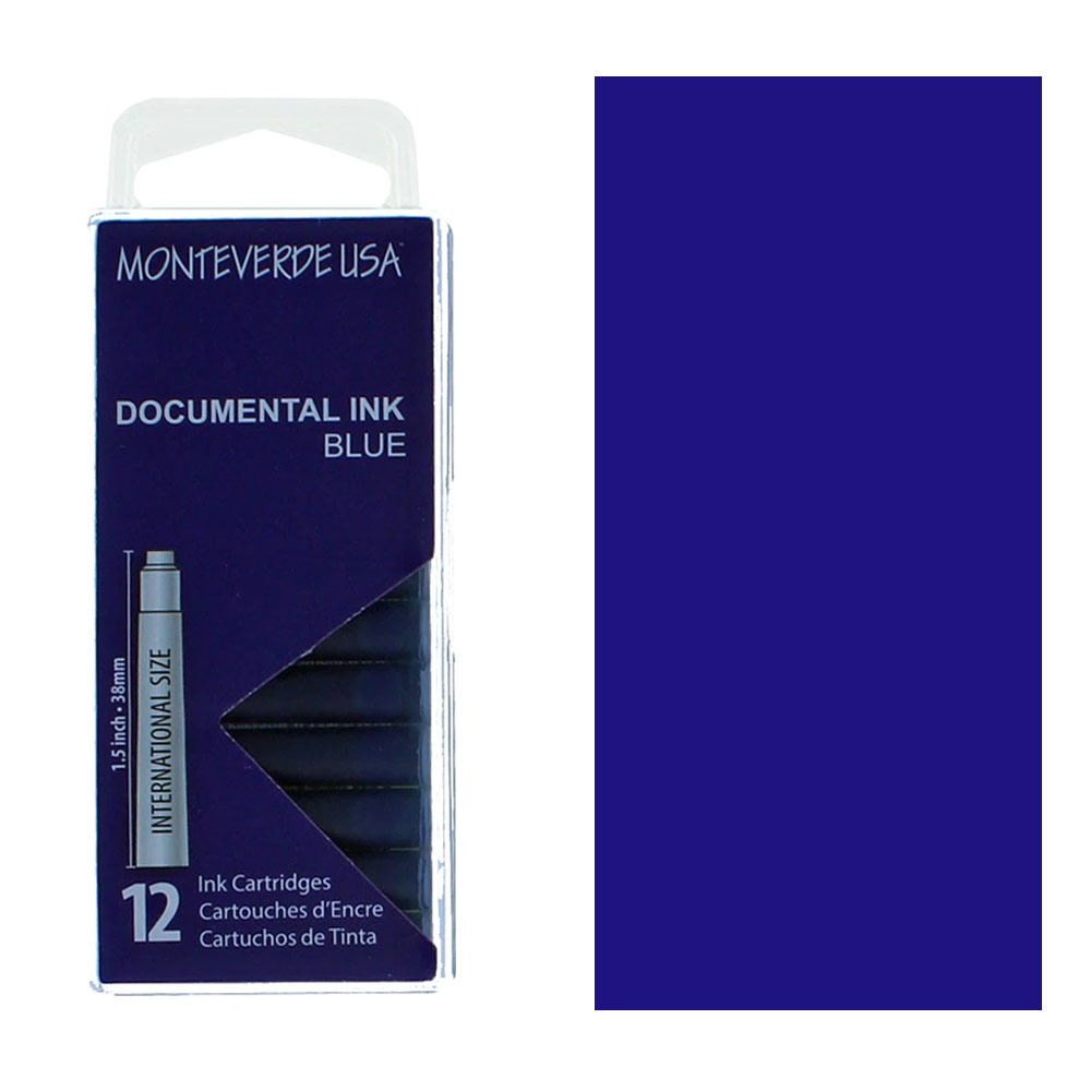 Monteverde USA Documental Ink Cartridge 12 Pack Blue