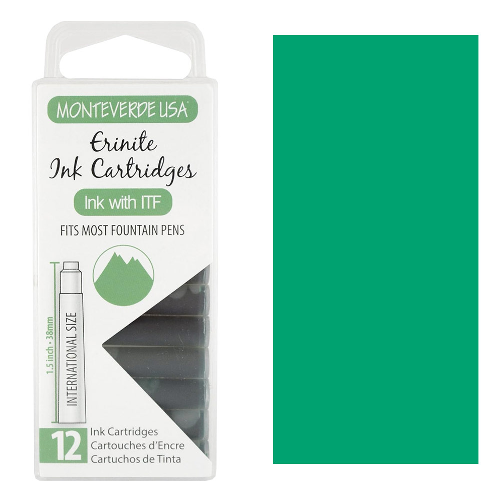 Monteverde USA Gemstone Ink Cartridge 12 Pack Erinite