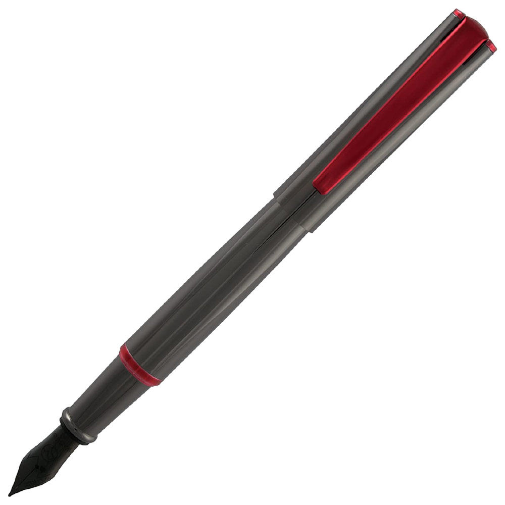 Monteverde USA Impressa Fountain Pen Gun Metal with Red Trim Fine