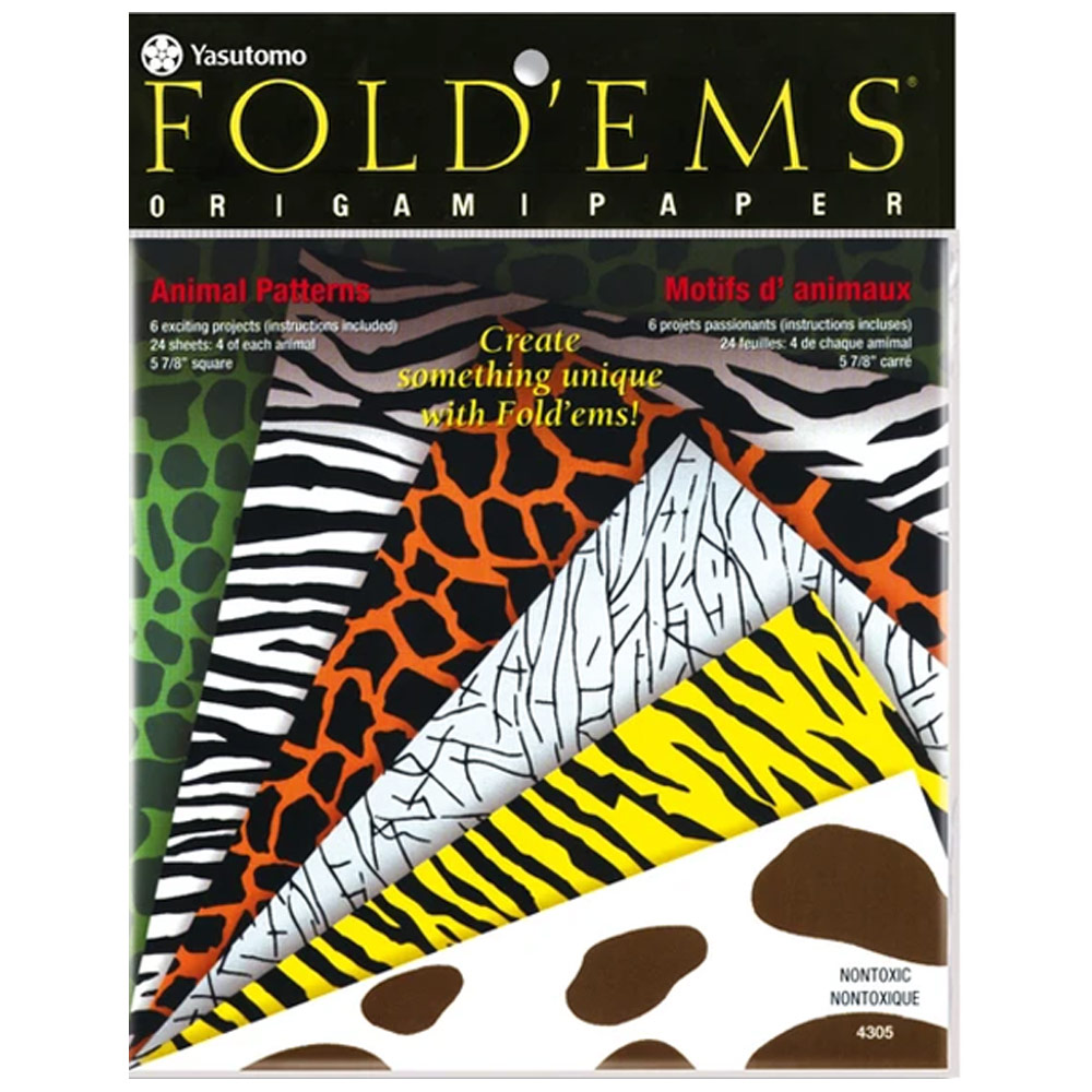 Fold'Ems Origami Paper: Animal Print