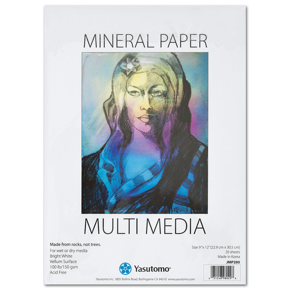 Yasutomo Mineral Paper Multi Media Pad 20 Sheets 9"x12" Bright White