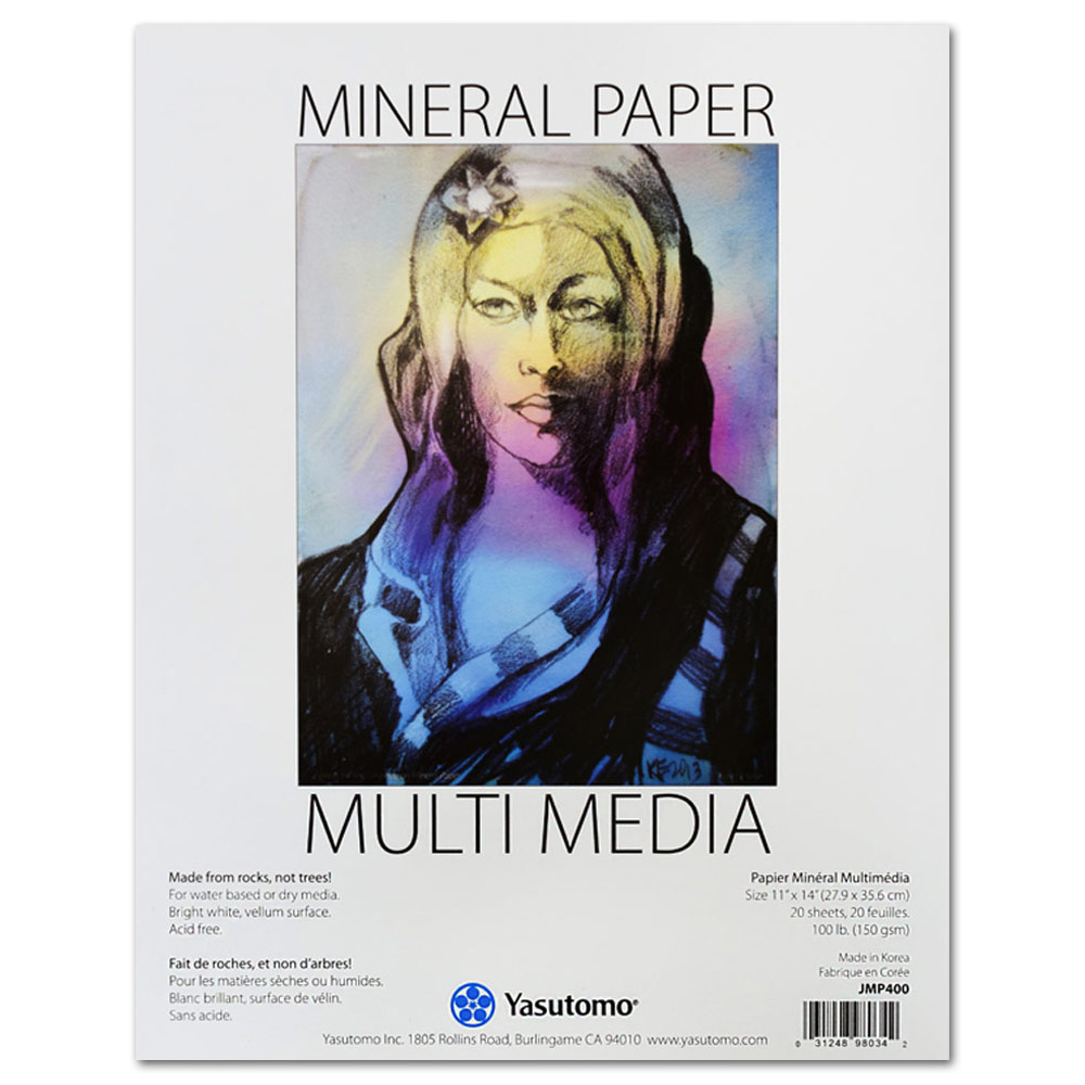 Yasutomo Mineral Paper Multi Media Pad 20 Sheets 11"x14" Bright White