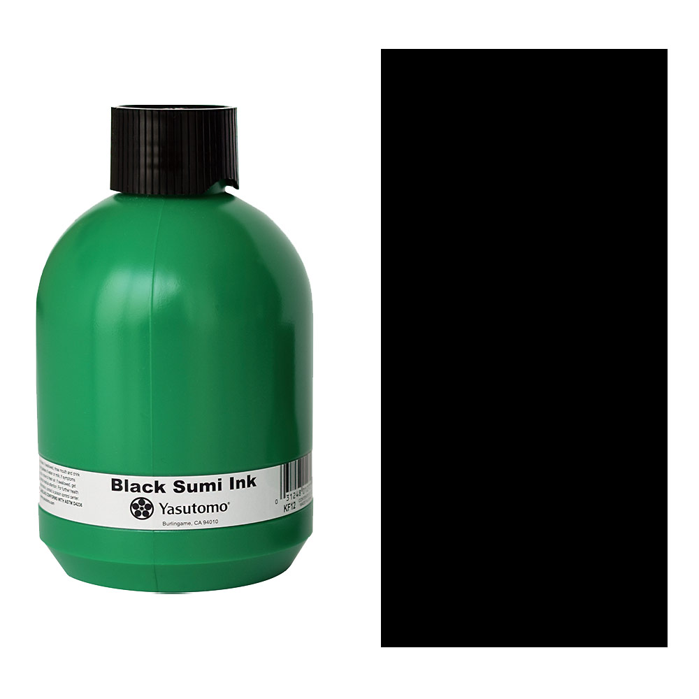 Yasutomo Liquid Sumi Ink 12oz Black (Green Bottle)