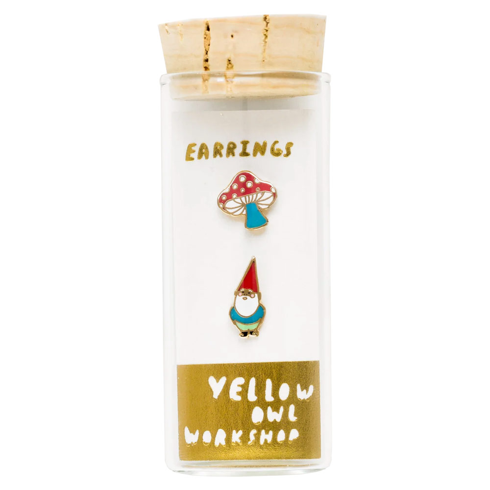 Yellow Owl Workshop Post Earrings Gnome & Mushroom