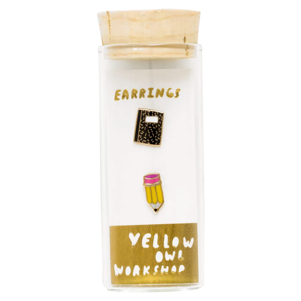 Yellow Owl Workshop Post Earrings Pencil & Notebook