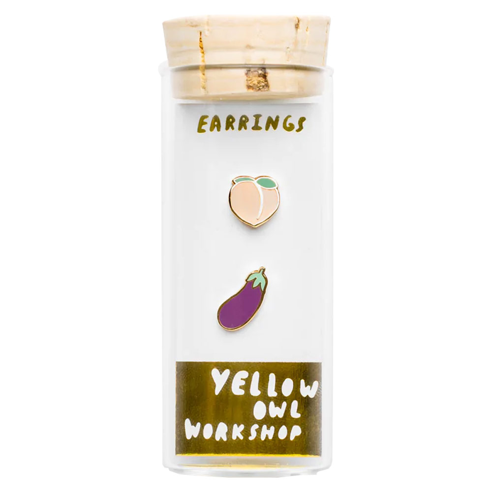 Yellow Owl Workshop Post Earrings Peach & Eggplant