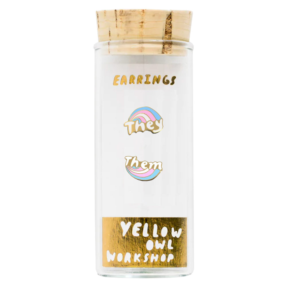 Yellow Owl Workshop Post Earrings They / Them
