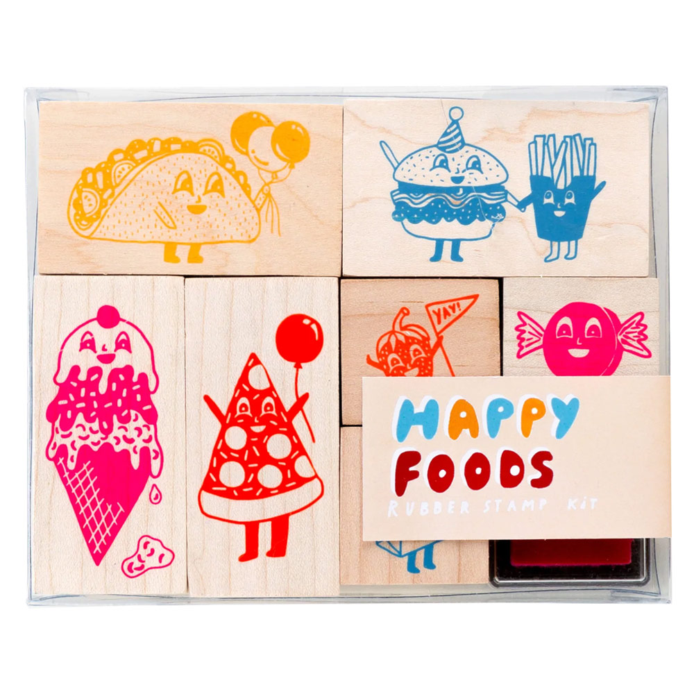 Yellow Owl Workshop Rubber Stamp Kit Happy Foods