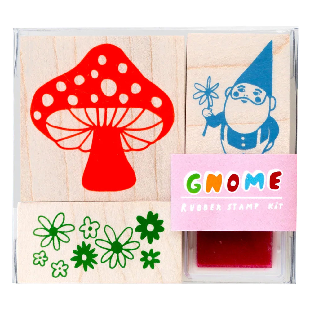 Yellow Owl Workshop Rubber Stamp Kit  Small Gnome & Mushroom