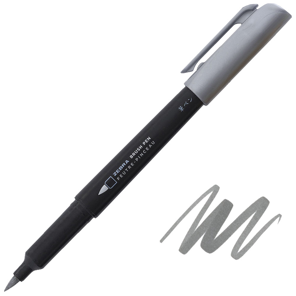 Zebra Brush Pen Metallic Silver