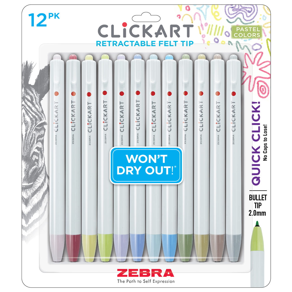 Zebra ClickArt Marker Pen 0.6mm 12 Set Pastel