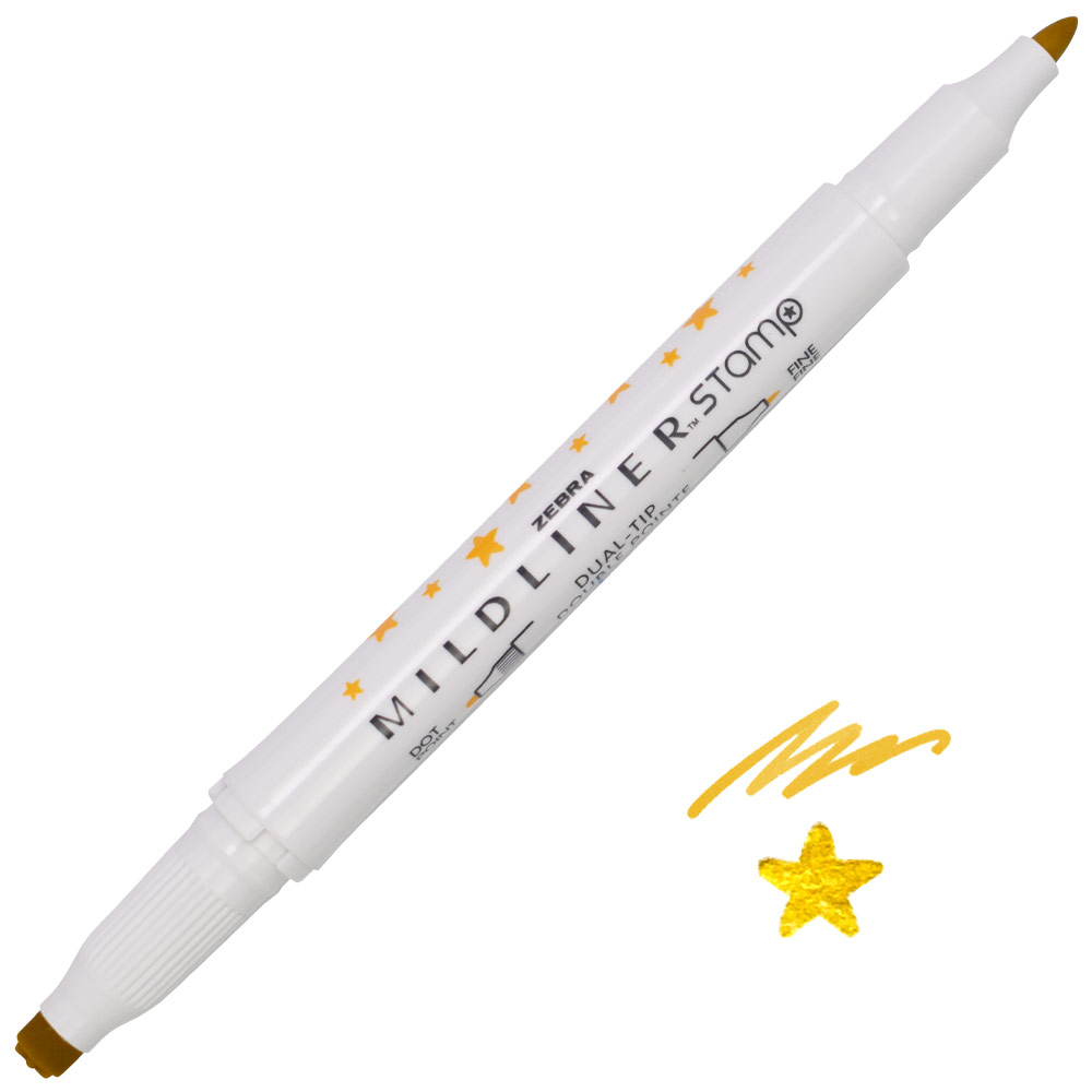 Zebra Mildliner Dual-Tip Stamp Marker Star/Gold