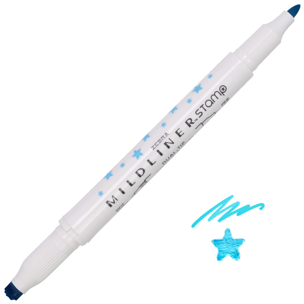 Zebra Mildliner Dual-Tip Stamp Marker Star/Cyan