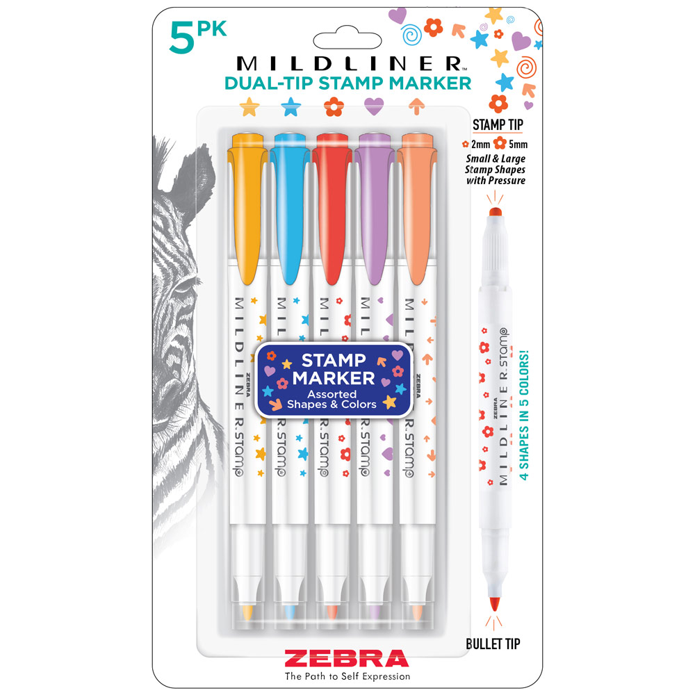 Zebra Mildliner Dual-Tip Stamp Marker 5 Set
