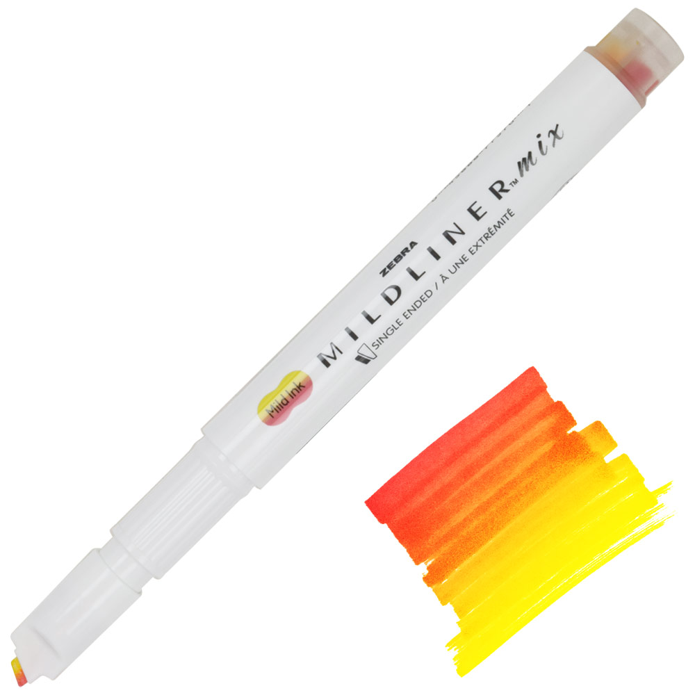 Zebra Mildliner Mix Single Ended Highlighter Marker Lemon Yellow-Coral Pink