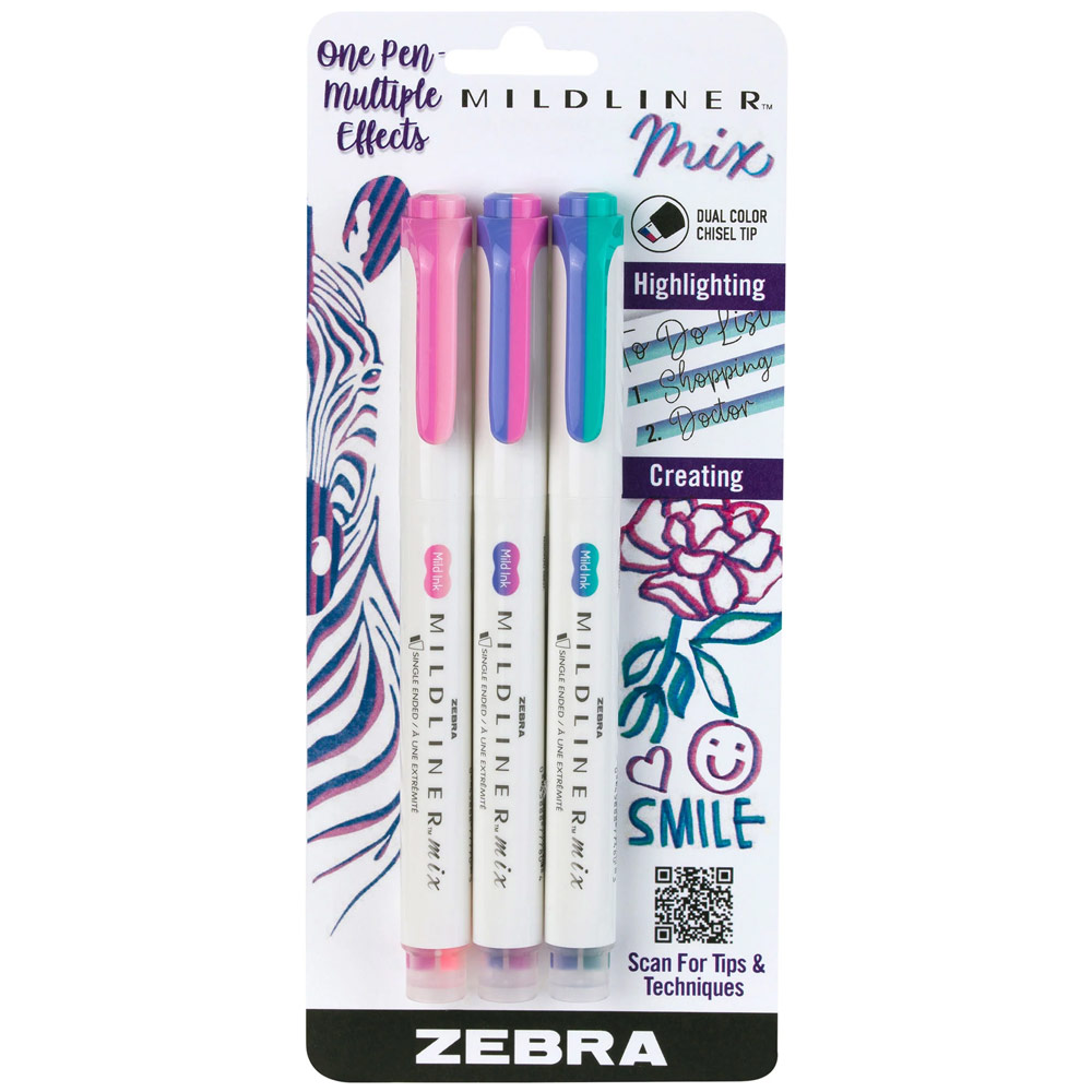 Zebra Mildliner Mix Single Ended Highlighter Marker 3 Set Cool
