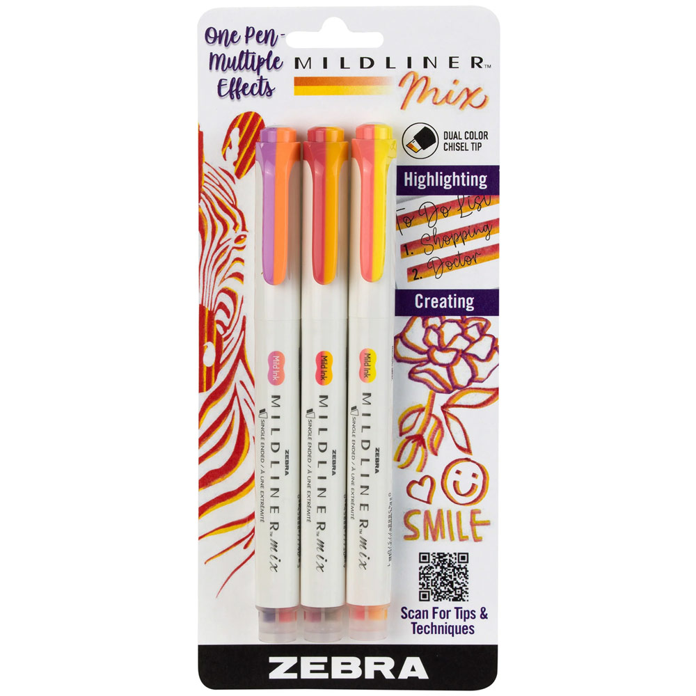 Zebra Mildliner Mix Single Ended Highlighter Marker 3 Set Warm