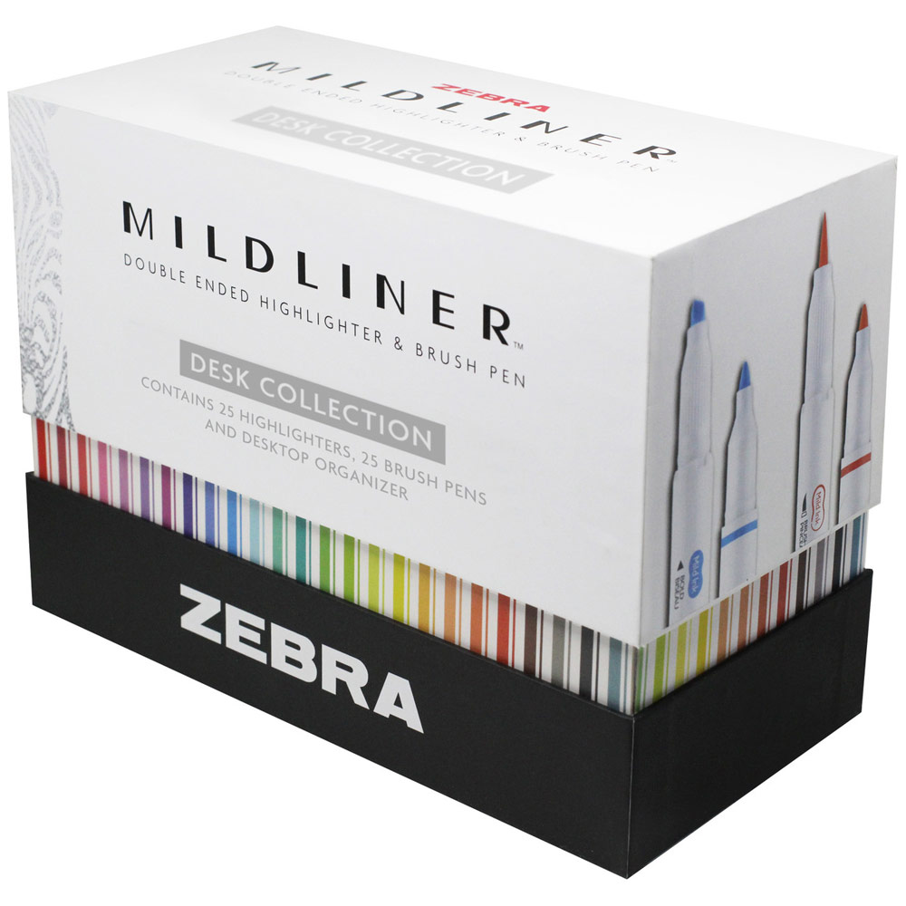 Zebra Mildliner Highlighter & Brush Pen Desktop Collection 50 Set