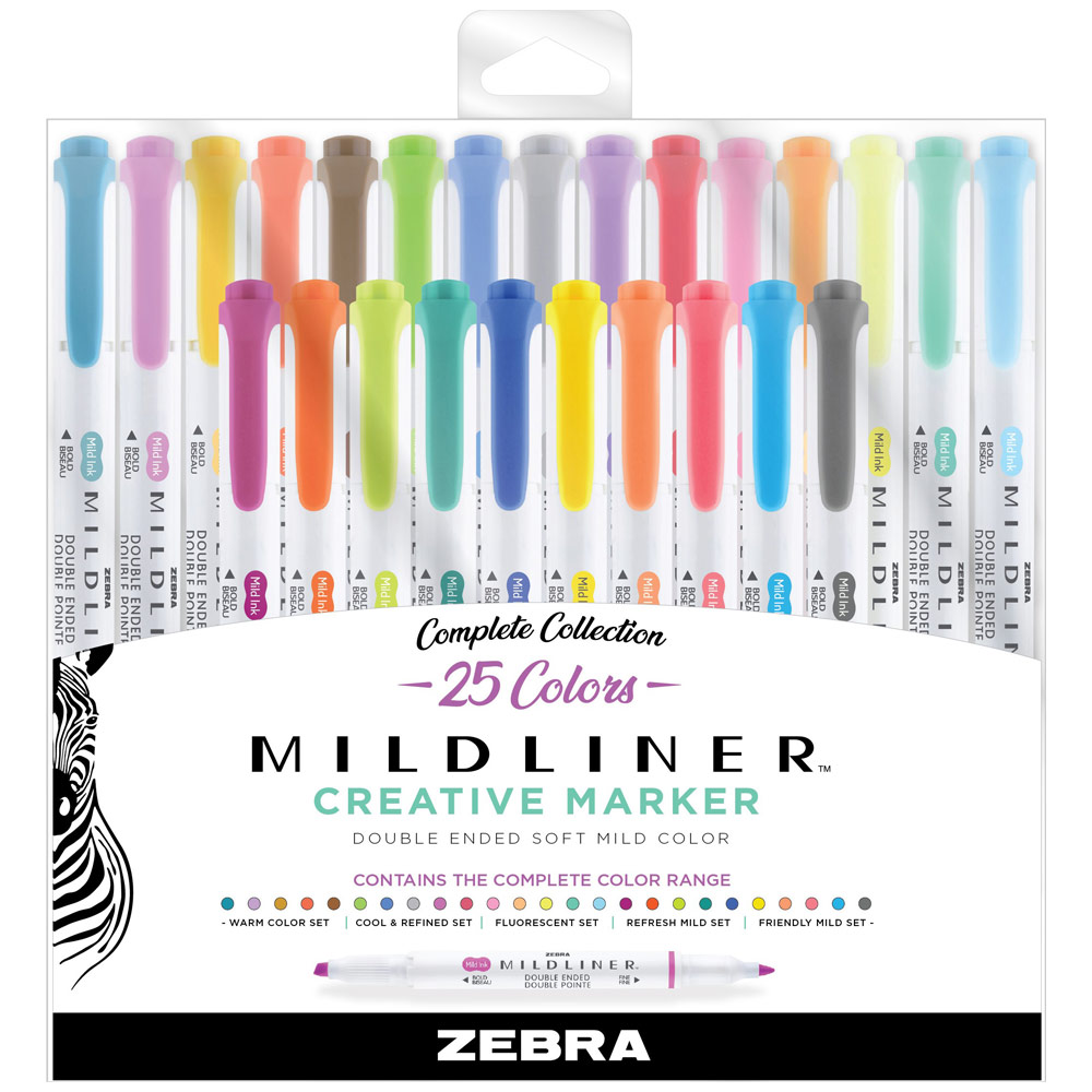 Zebra Mildliner Double Ended Highlighter Marker 25 Set Assorted