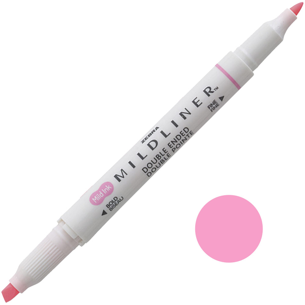 Zebra Mildliner Double Ended Highlighter Pen Mild Pink