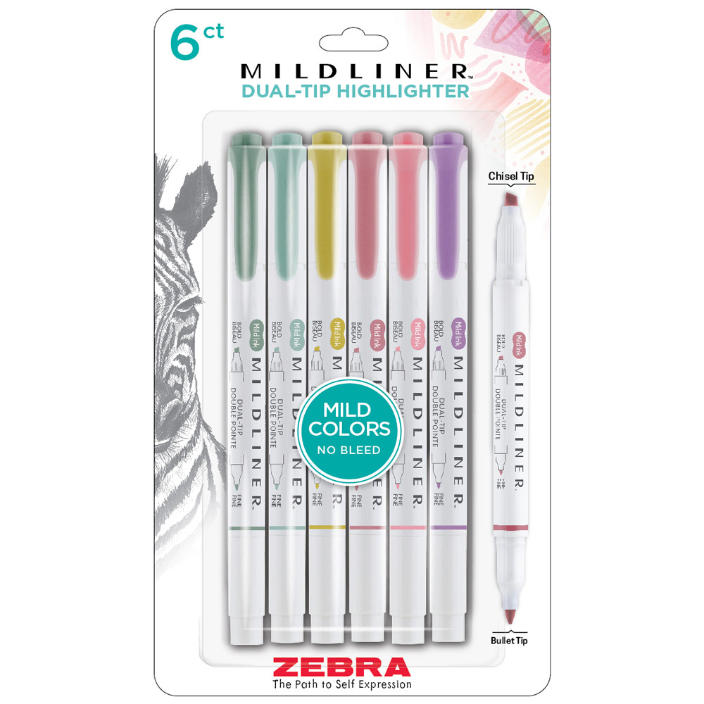 Zebra Mildliner Double Ended Highlighter Marker 6 Set Relax