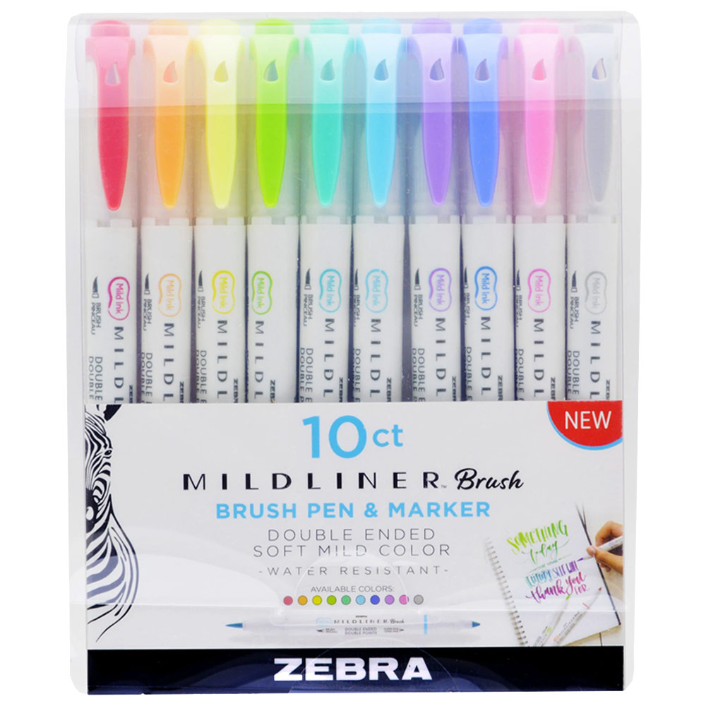Zebra Mildliner Brush Pen 10 Set Assorted
